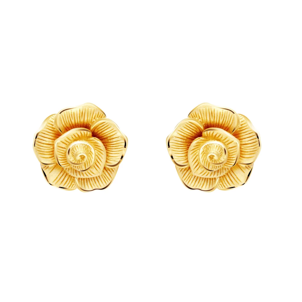 Prima 24k Gold Rose Earrings