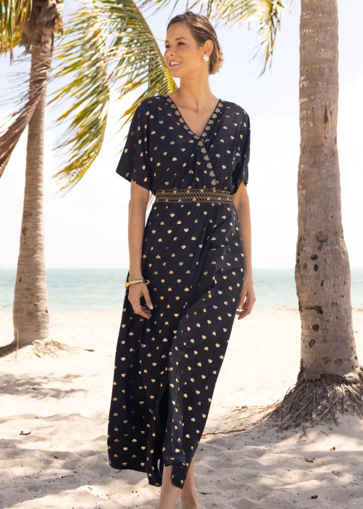 UPF 50 Sun Protection - Cabana Life Metallic Embroidered Maxi Dress
