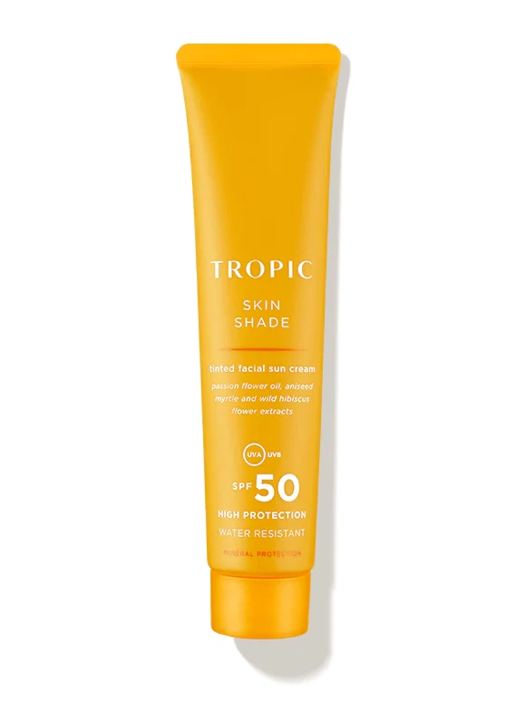 Eco-friendly Reef Safe Mineral Sunscreen - Tropic Skin Shade Tinted Facial Sun Cream SPF 50